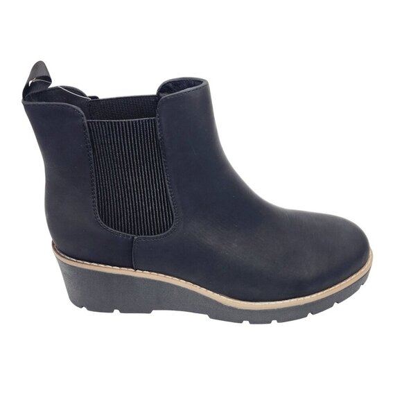 Womens athlefit Wedge Ankle Booties Size 10 Black Faux Leather - Picture 9 of 14